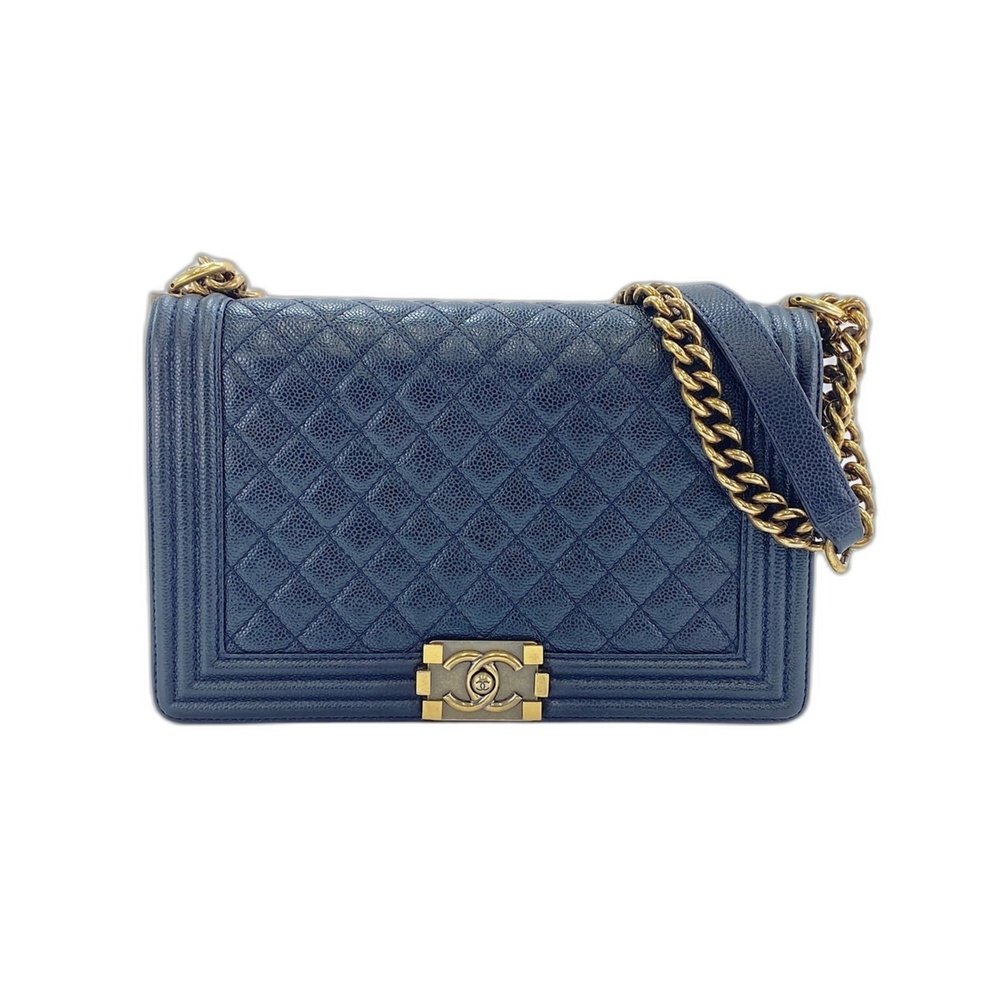 CHANEL Boy Chanel Large Shoulder Bag, Navy